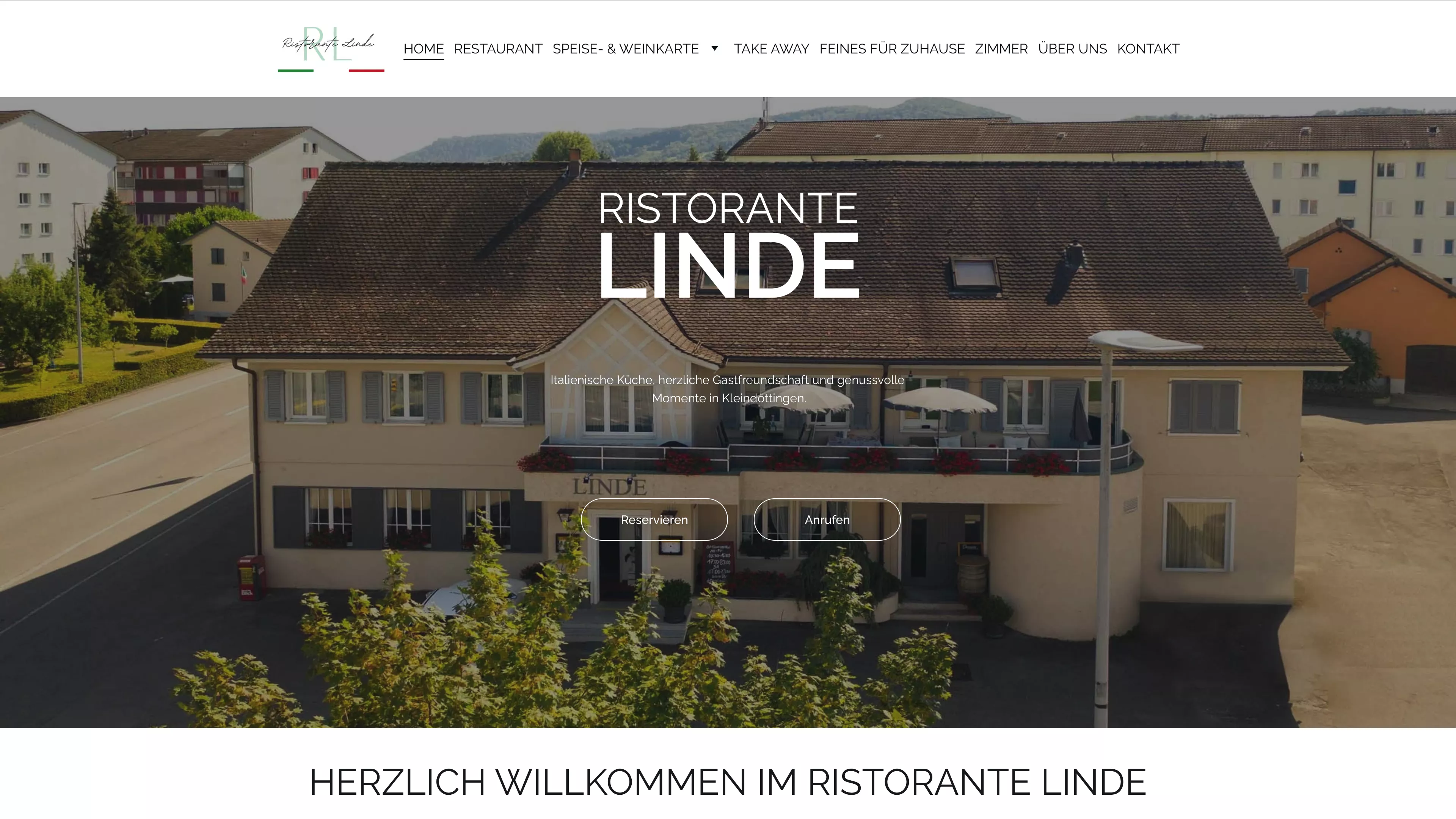 Website von Ristorante Linde